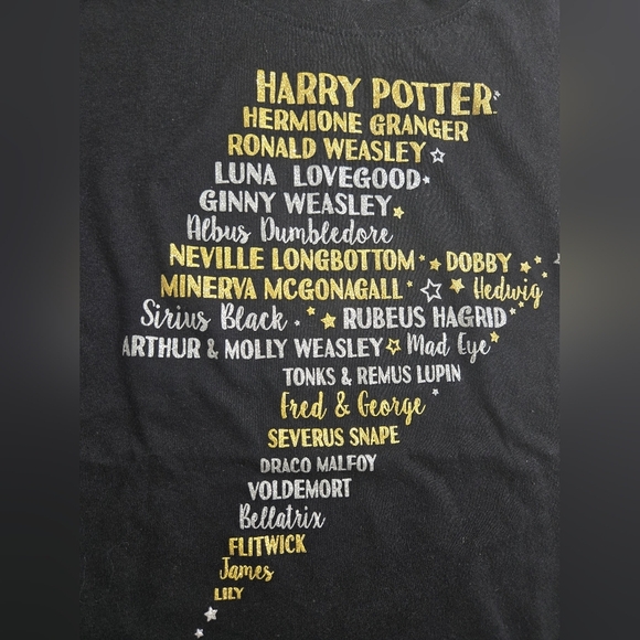 🦃Harry Potter Shirt Girl's M 7 8 ~ Scar is Glittery and Includes 26 Names - Picture 2 of 4